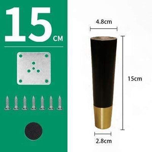 4pcs/lot Wood Legs TV Cabinet Support Sofa Legs Furniture Accessory Brass Gold Cups Solid Wooden Feet