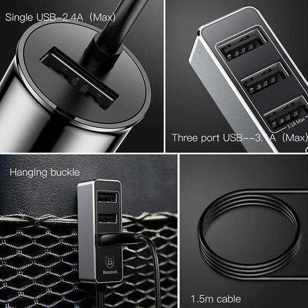 Planet Gates 5.5A 4 Ports USB Car Charger Multiple Expander Car-charger Adapter Fast Charge Mobile Phone Charger For iPhone x Samsung