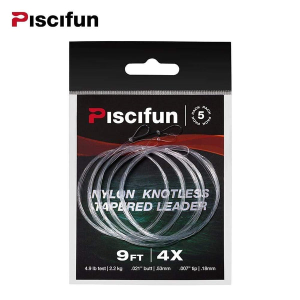 Planet Gates 5/6 Pieces Nylon Clear Fly Fishing Tapered Leader With Loop 7.5FT 9FT 12FT 0/1/2/3/4/5/6/7X  Fly Fishing Line Leader