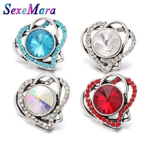 Planet Gates 5 6Pcs/lot Snap Button Jewelry Heart-shaped Love buttons 18MM snap Buttons & Snaps Fit bracelets & bangles