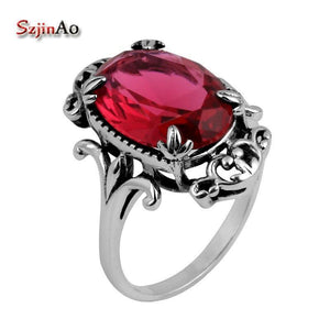 Planet Gates 5 925 Jewelry Fashion Vintage Vitoria Women Red Ruby Rings Genuine 925 Sterling Silver Free Shipping