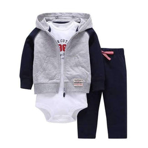 Planet Gates 5 / 9M Newborn Baby boy Girls 3 Pieces Set Clothes Hooded Zipper Full Sleeve Open flowers Coat+Full Sleeve Bodysuits+Pants