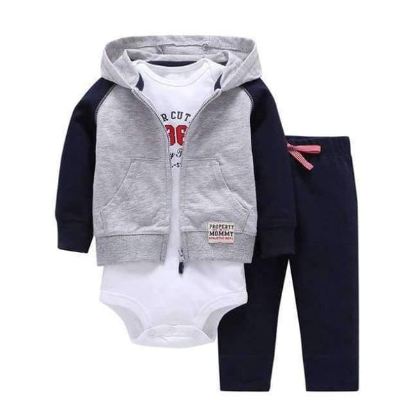 Planet Gates 5 / 9M Newborn Baby boy Girls 3 Pieces Set Clothes Hooded Zipper Full Sleeve Open flowers Coat+Full Sleeve Bodysuits+Pants