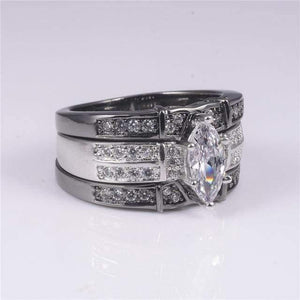 Planet Gates 5 / Black 925 Silver Black gold Gemstone Rings Finger Lady Marquise Cut white Diamond cz Cocktail Rings Wedding Bride jewelry for Women