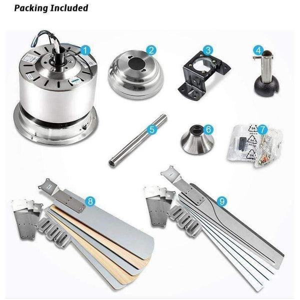 Planet Gates 5 Blades Indoor Ceiling Fan light with remote control Brushed Nickel Ceiling Fan 42 48 52 inch