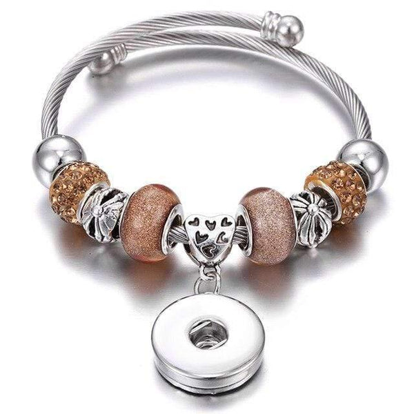 Planet Gates 5 Bracelets for 18mm Snaps Jewelry Elastic Silver Beaded Snap Bracelet Bangles Fit Snap Buttons Jewelry Charms Bracelet