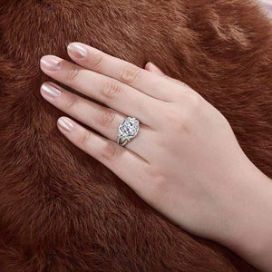 Planet Gates 5 Carat Cushion Cut Ring Simulated Diamond Engagement Wedding Sterling Silver Hallow Ring Jewelry for Women