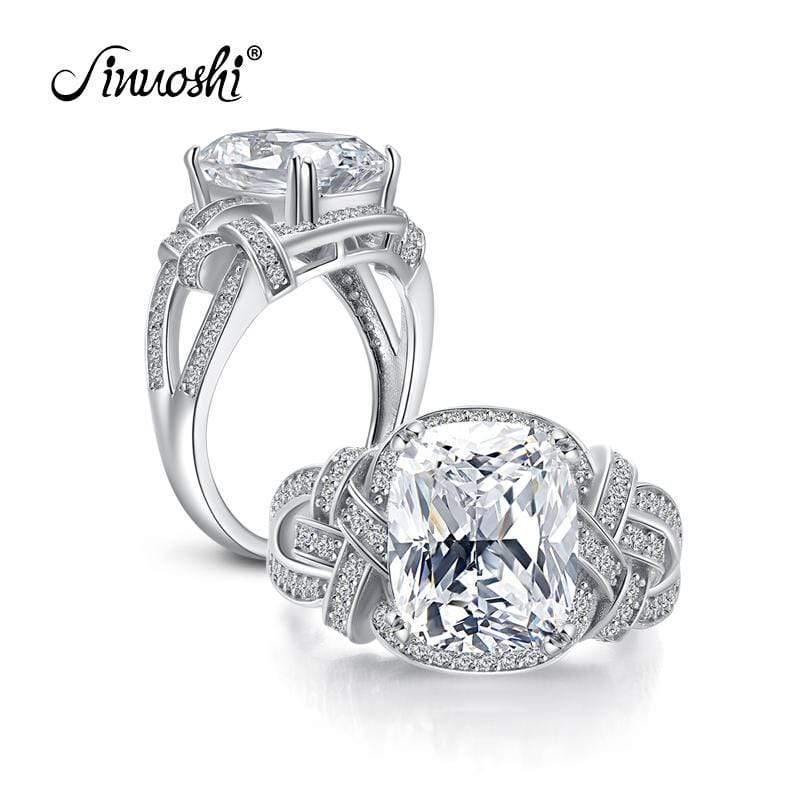 Planet Gates 5 Carat Cushion Cut Ring Simulated Diamond Engagement Wedding Sterling Silver Hallow Ring Jewelry for Women