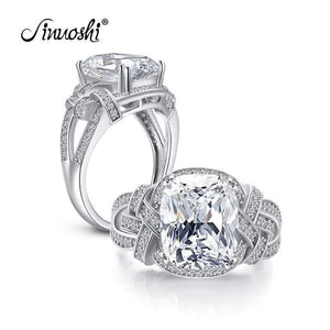 Planet Gates 5 Carat Cushion Cut Ring Simulated Diamond Engagement Wedding Sterling Silver Hallow Ring Jewelry for Women