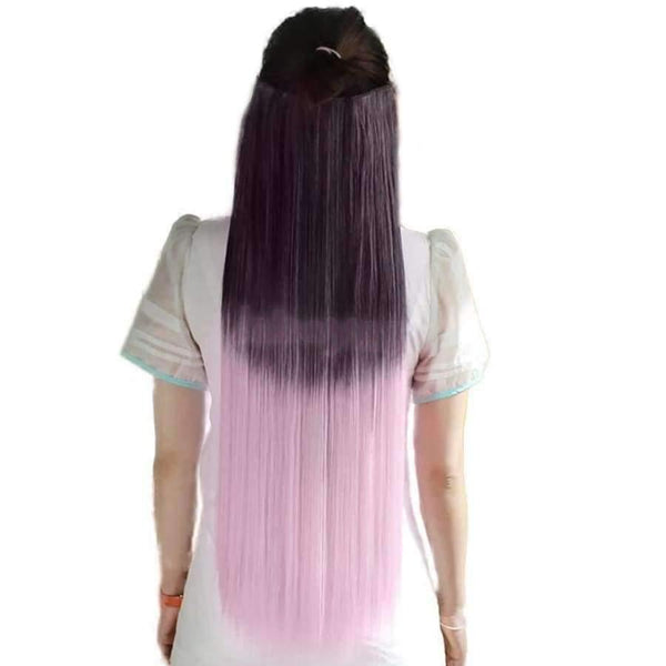 Planet Gates 5 Clips Gradient Color Natural Synthetic Clip in Hair Extensions Full Head Long Straight Hairpieces Wigs Pieces