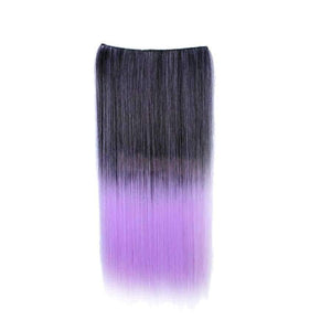 Planet Gates 5 Clips Gradient Color Natural Synthetic Clip in Hair Extensions Full Head Long Straight Hairpieces Wigs Pieces