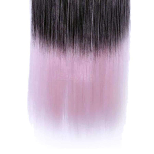 Planet Gates 5 Clips Gradient Color Natural Synthetic Clip in Hair Extensions Full Head Long Straight Hairpieces Wigs Pieces
