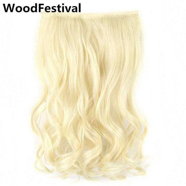 Planet Gates 5 clips in hair extension pony tail blonde extensions wavy heat resistant long clip synthetic hairpiece one piece WoodFestival