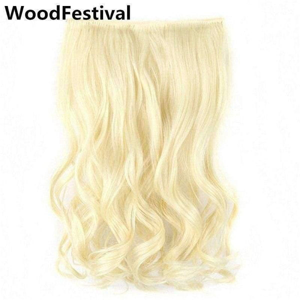 Planet Gates 5 clips in hair extension pony tail blonde extensions wavy heat resistant long clip synthetic hairpiece one piece WoodFestival