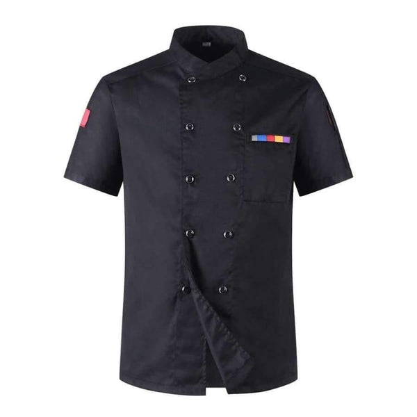 Planet Gates 5 Colors Hot Sale Unisex Kitchen Chef Uniforms Short Sleeve Breathable Double Breasted Jackets Food Services Cooking Shirt Apron