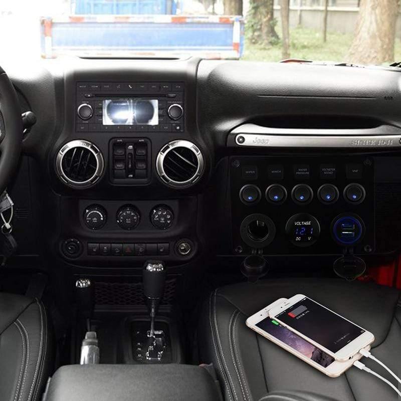 Planet Gates 5 Gang Marine Boat Switch Panel Led Waterproof Circuit With Voltmeter Dual Usb Charger Panel Switch Boat Yacht 12v 24v