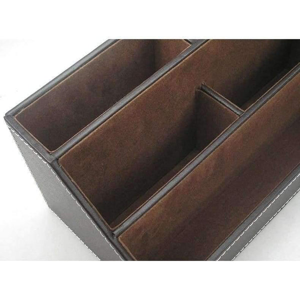 Planet Gates 5-grid wooden leather desk pen pencil holder stationery organizer table desktop accessories case desk set 203B