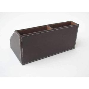 Planet Gates 5-grid wooden leather desk pen pencil holder stationery organizer table desktop accessories case desk set 203B