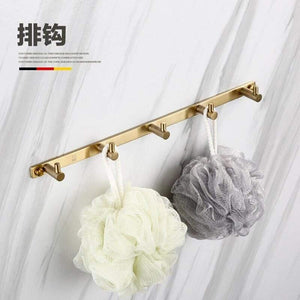 Planet Gates 5 hook Gold Bathroom Hardware Set Bathrom Shower Shelf Wall Mounted Corner Shelf Organizer 304 Stainless Steel Brushed