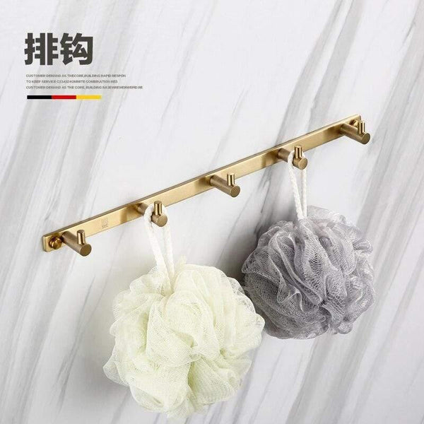 Planet Gates 5 hook Gold Bathroom Hardware Set Bathrom Shower Shelf Wall Mounted Corner Shelf Organizer 304 Stainless Steel Brushed