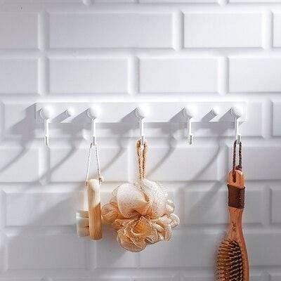 Planet Gates 5 hooks Aluminum Towel Rack Perforated White Bathroom Rack Toilet Towel Rack Hardware Pendant Set