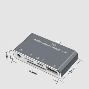 Planet Gates 5 in 1 Lightning splitter to 3.5mm Audio/SD/TF Card/Charging/USB 2.0 Camera otg Adapter Connector For iPhone X 8 7 6 Plus IOS 11