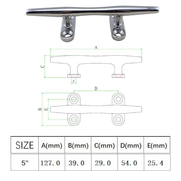 Planet Gates 5 Inch High Quality 316 Stainless Steel Marine Boat Hollow Base Cleat Heavy Duty Boat Hollow Base Cleats for Marine Yacht Boat