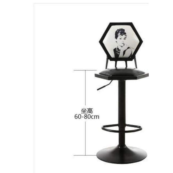 Planet Gates 5 Iron art bar chair. European-style bar chair lifting high footstool. Household backrest stool.