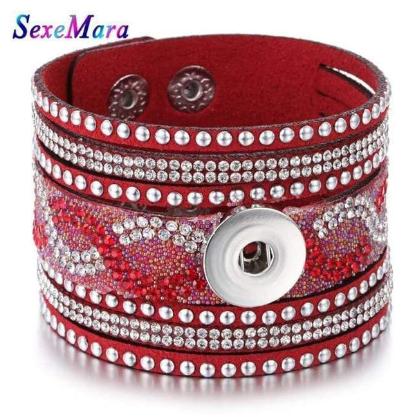 Planet Gates 5 Jewelry Wide Multilayer Crystal Rivet Leather Snap Bracelet 18mm Snap Button Bracelet DIY Buttons Jewelry For Women