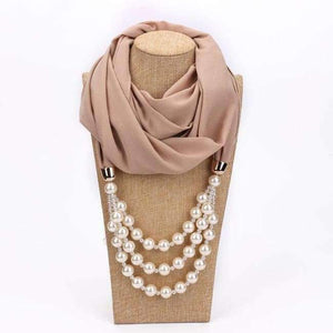 Planet Gates 5 / one size New Pendant Scarf Necklace Pearls Necklaces For Women Chiffon Scarves Pendant Jewelry Wrap Foulard Female Accessories