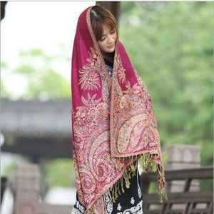 Planet Gates 5 / One Size Women Polyester Pashmina Elegant Fashion Print Floral Paisley Shawl Wrap Scarf 2018 New Style Free Shipping