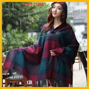 Planet Gates 5 / One Size Women Winter Bohemian Hooded Coat Cape Wrap Poncho Shawl Scarf cotton and acrylic Tribal Fringe New Hoodie Dropshipping