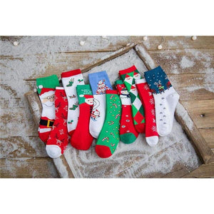 Planet Gates 5 Pairs Cotton Women's Socks With Gift Box Cute Funny Deer Santa Claus Tree Pattern Socks For Girl Christmas