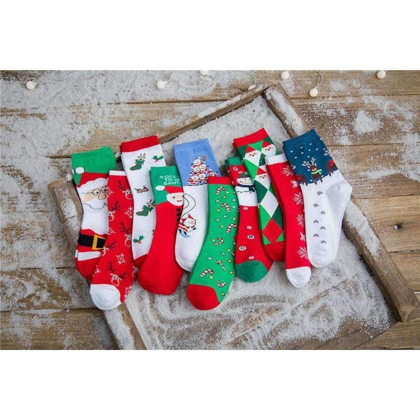 Planet Gates 5 Pairs Cotton Women's Socks With Gift Box Cute Funny Deer Santa Claus Tree Pattern Socks For Girl Christmas