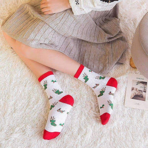 Planet Gates 5 Pairs Cotton Women's Socks With Gift Box Cute Funny Deer Santa Claus Tree Pattern Socks For Girl Christmas