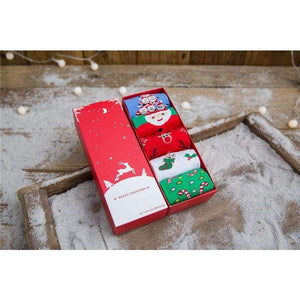Planet Gates 5 Pairs Cotton Women's Socks With Gift Box Cute Funny Deer Santa Claus Tree Pattern Socks For Girl Christmas