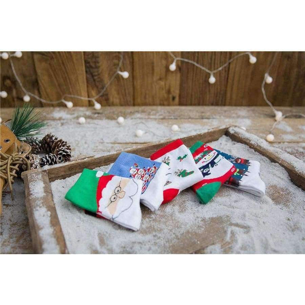 Planet Gates 5 Pairs Cotton Women's Socks With Gift Box Cute Funny Deer Santa Claus Tree Pattern Socks For Girl Christmas