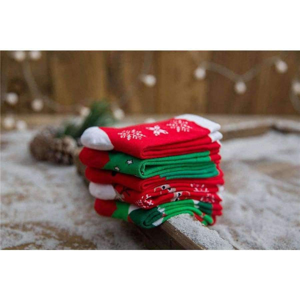 Planet Gates 5 Pairs Cotton Women's Socks With Gift Box Cute Funny Deer Santa Claus Tree Pattern Socks For Girl Christmas