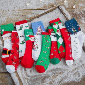 Planet Gates 5 Pairs Cotton Women's Socks With Gift Box Cute Funny Deer Santa Claus Tree Pattern Socks For Girl Christmas