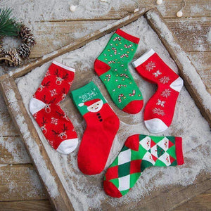 Planet Gates 5 Pairs Cotton Women's Socks With Gift Box Cute Funny Deer Santa Claus Tree Pattern Socks For Girl Christmas