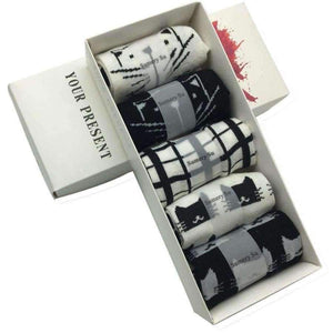 Planet Gates 5 Pairs/Lot Cotton Ankle Socks Women Cat Pattern Casual Short Socks Ladies Girls Sweet Gift Hot Sale