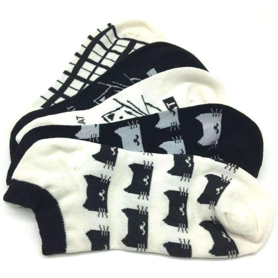 Planet Gates 5 Pairs/Lot Cotton Ankle Socks Women Cat Pattern Casual Short Socks Ladies Girls Sweet Gift Hot Sale