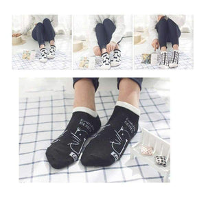 Planet Gates 5 Pairs/Lot Cotton Ankle Socks Women Cat Pattern Casual Short Socks Ladies Girls Sweet Gift Hot Sale