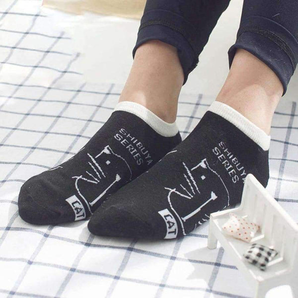 Planet Gates 5 Pairs/Lot Cotton Ankle Socks Women Cat Pattern Casual Short Socks Ladies Girls Sweet Gift Hot Sale