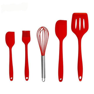 Non-stick Silicone Kitchen Utensils Set Red Turner Whisk Spatula Food Brush Heat Resistant Kitchen Gadgets Cooking Tools Set