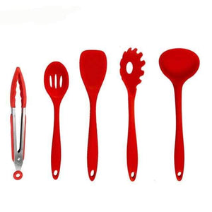 Non-stick Silicone Kitchen Utensils Set Red Turner Whisk Spatula Food Brush Heat Resistant Kitchen Gadgets Cooking Tools Set