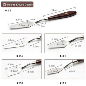 Planet Gates 5 PCS/Set Painting Supplies Stainless Steel Palette Knife Mixed Scraper Set for Artist Oil Painting Art Supplies