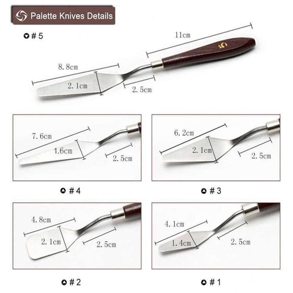 Planet Gates 5 PCS/Set Painting Supplies Stainless Steel Palette Knife Mixed Scraper Set for Artist Oil Painting Art Supplies