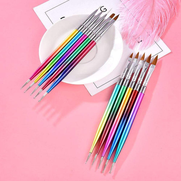 Planet Gates 5 Pcs/Sets Nail Art Pen 2 In 1 Double Ends Dotting Drawing Painting UV Gel Liner Polish Brush Set Nail Art Dotting Tools