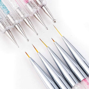 Planet Gates 5 Pcs/Sets Nail Art Pen 2 In 1 Double Ends Dotting Drawing Painting UV Gel Liner Polish Brush Set Nail Art Dotting Tools